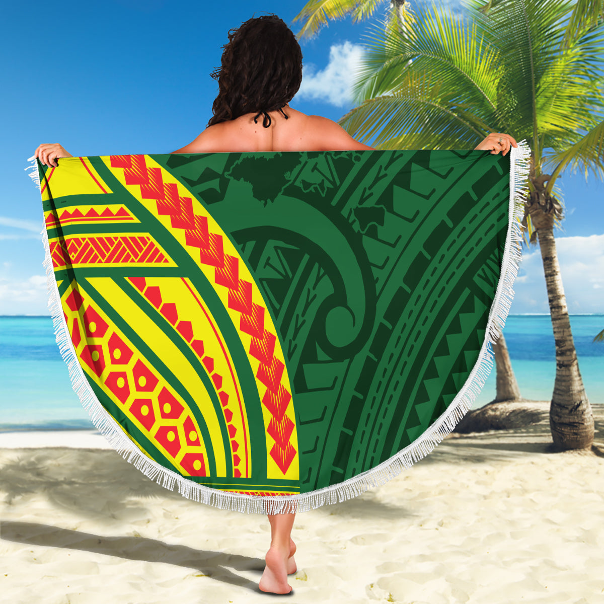Fidschi und Australien Stranddecke Palme und Abogirinal Emu LT03