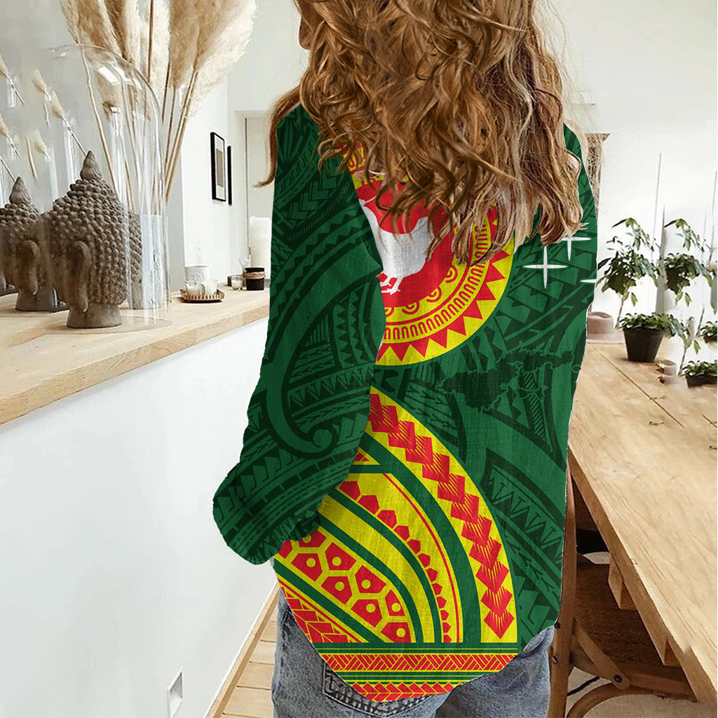 Manu'a Cession Day Damen Freizeithemd Polynesisches Muster LT03