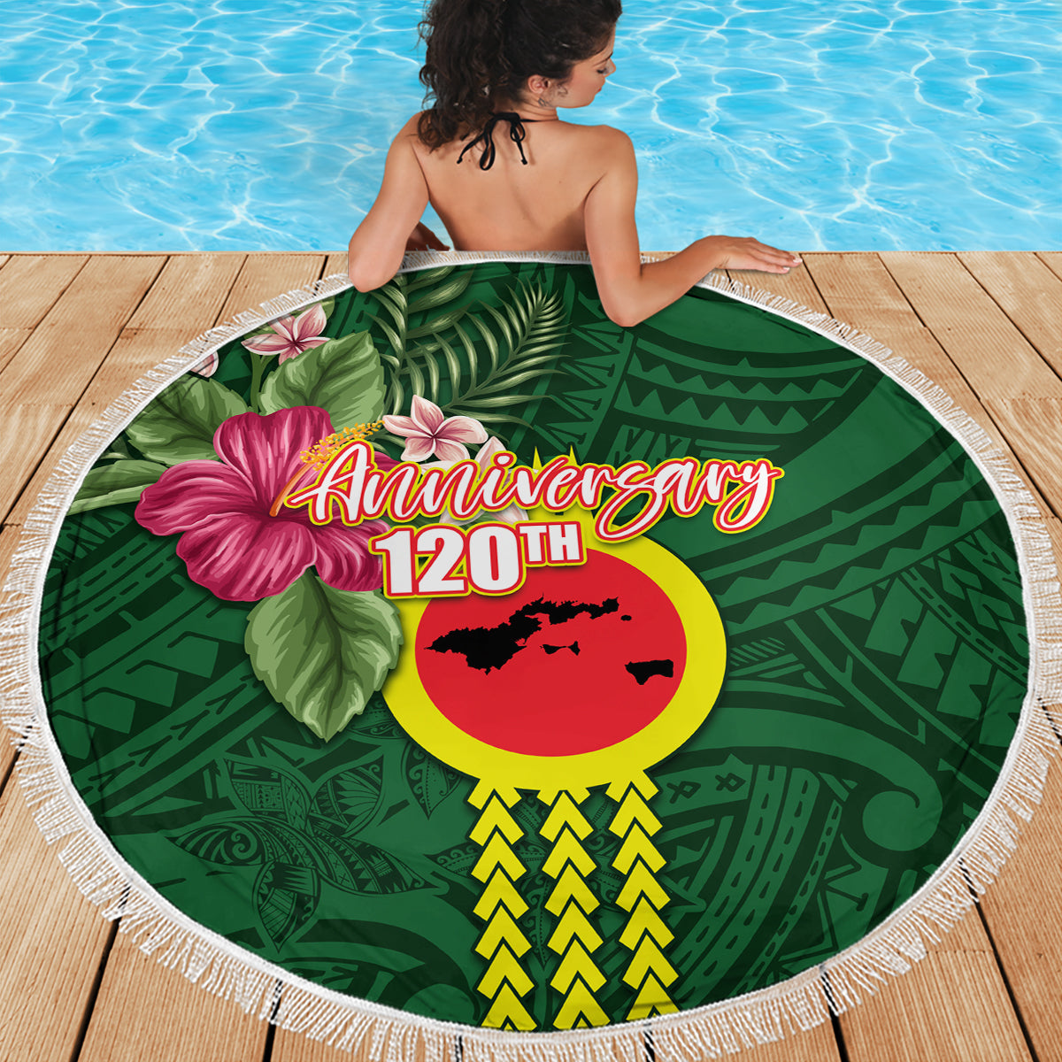 Neuseeland Koru Natur Stranddecke Manaia und Silberfarn Maori Muster LT03
