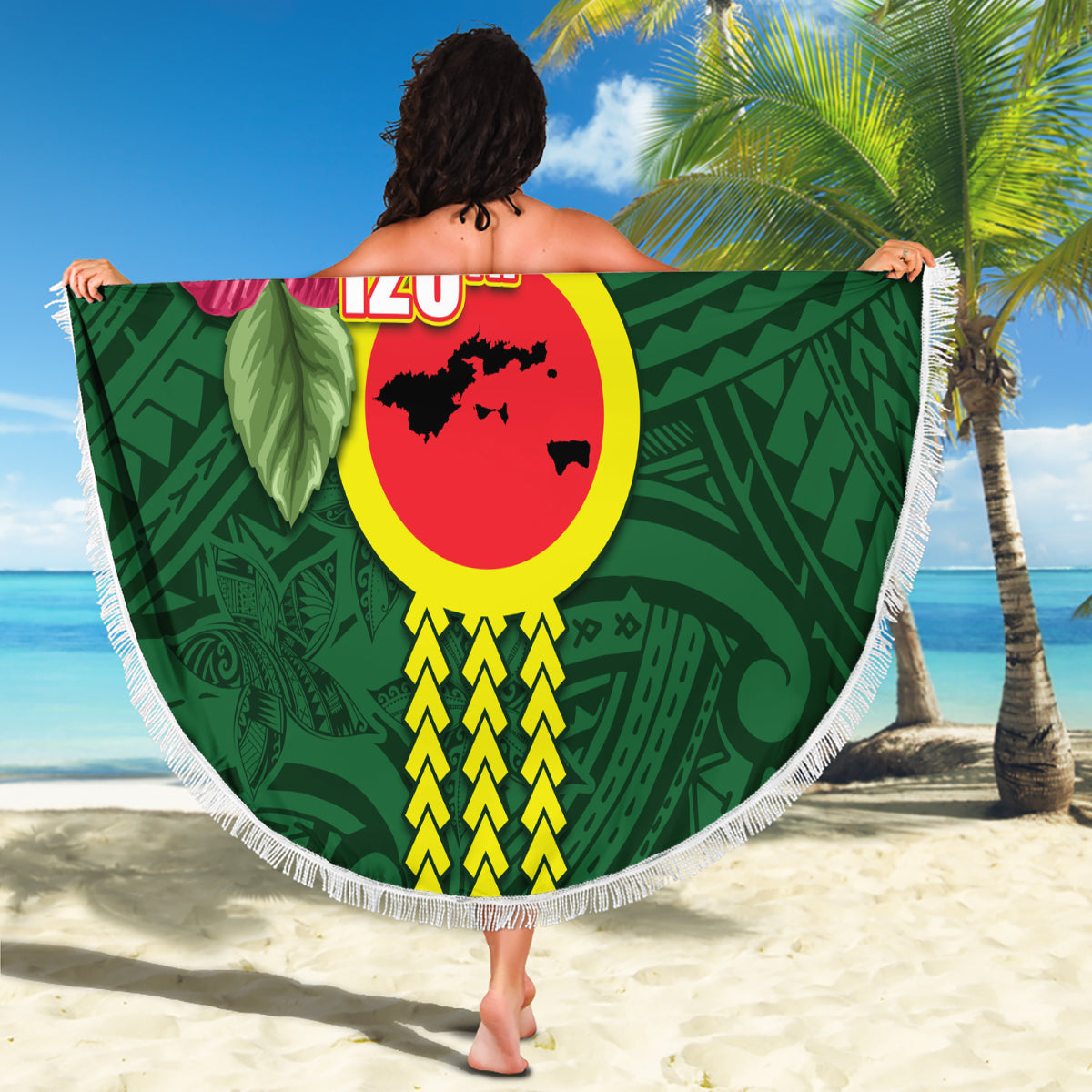 Neuseeland Koru Natur Stranddecke Manaia und Silberfarn Maori Muster LT03