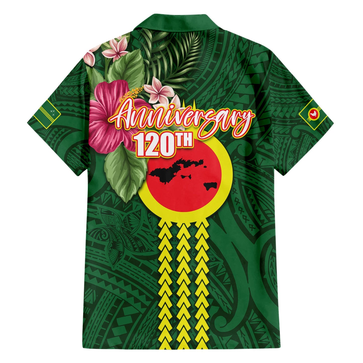 Manu'a Cession Day 120. Jahrestag Hawaiihemd mit polynesischem Muster und Hibiskusblüte LT03