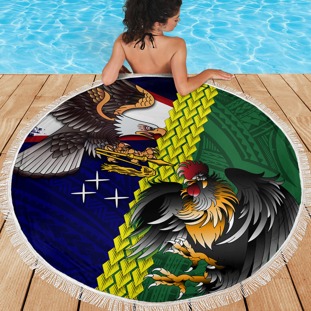 Kiribati 45. Unabhängigkeitstag Stranddecke Kleiner Fregattvogel Tribal Muster LT05