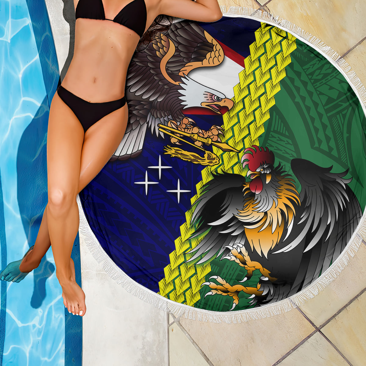 Kiribati 45. Unabhängigkeitstag Stranddecke Kleiner Fregattvogel Tribal Muster LT05