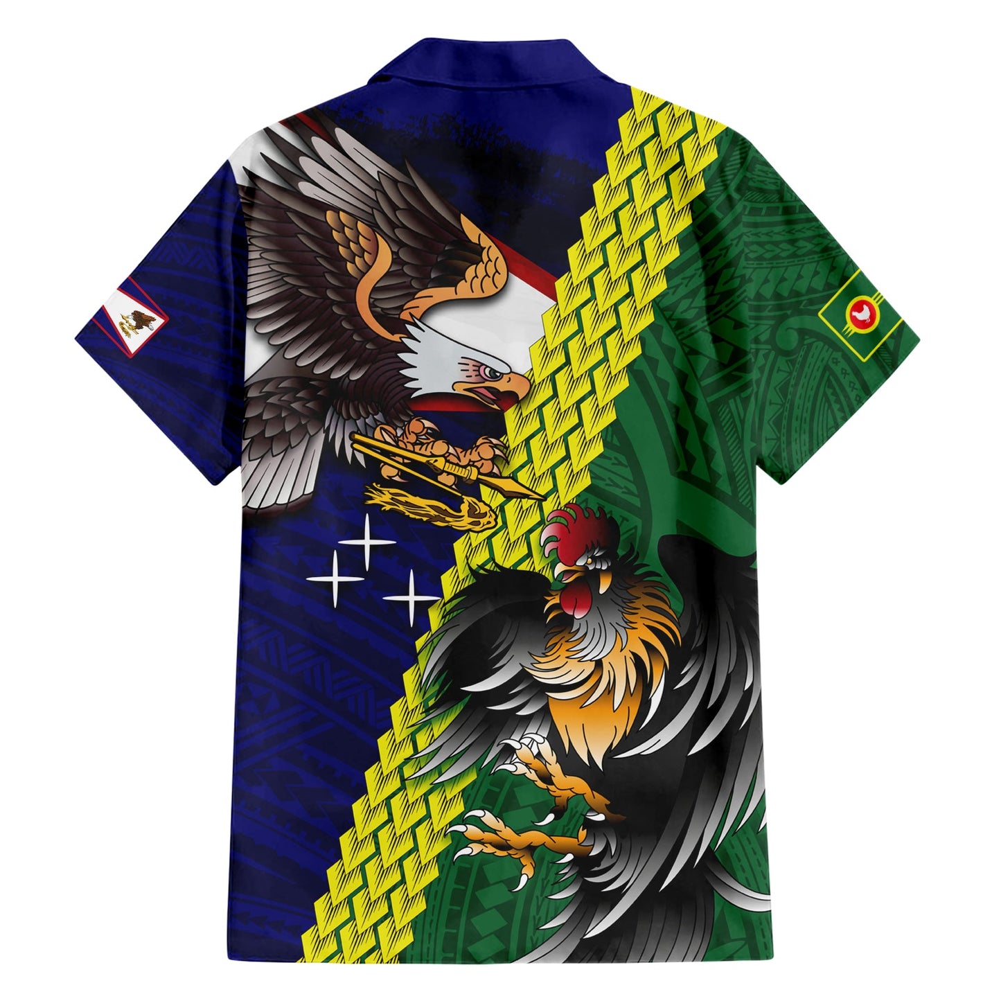 Manu'a Island und Amerikanisch-Samoa Hawaiihemd Hahn und Adler Maskottchen LT03
