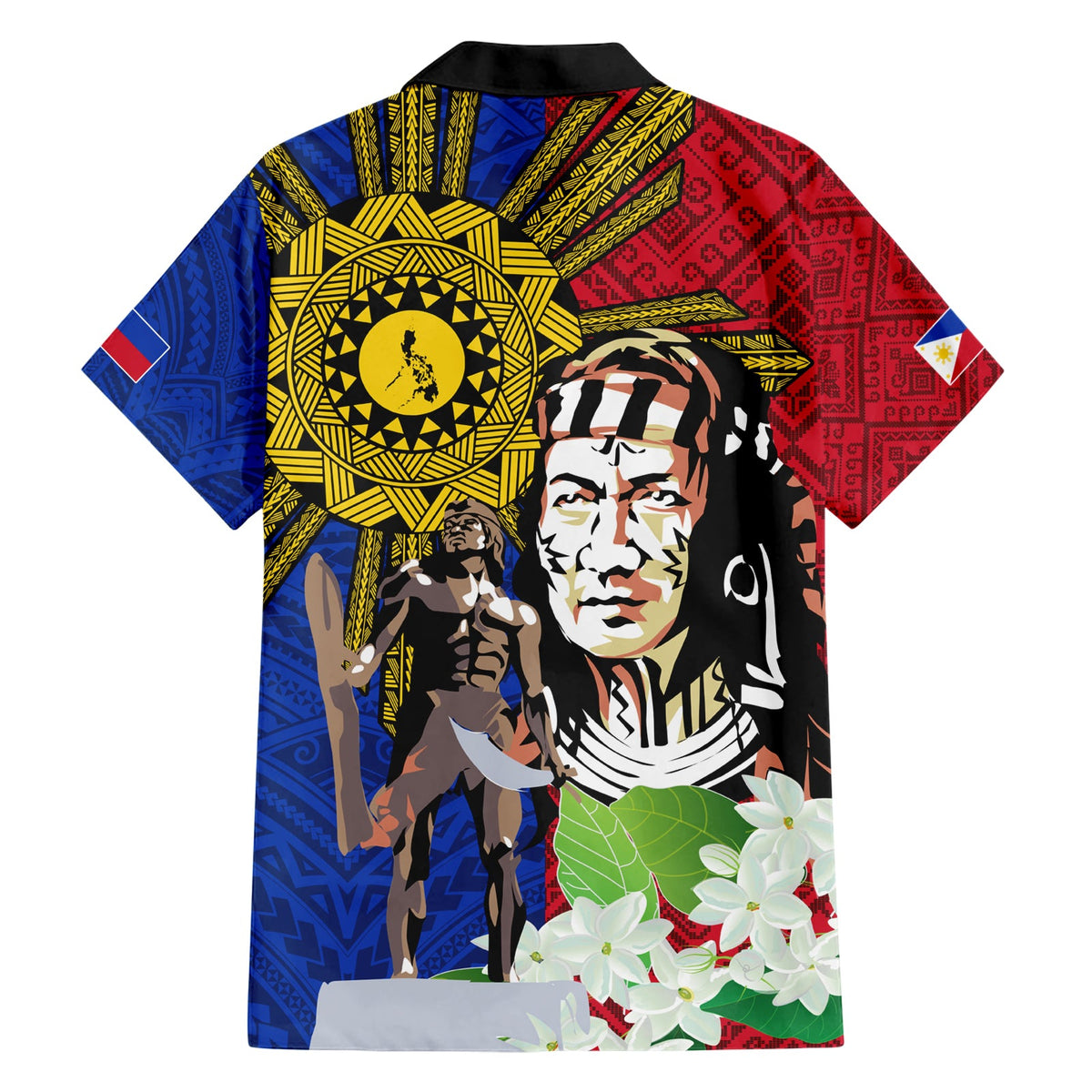 Philippinen Lapu-Lapu Hawaiihemd Filipino Sun Tattoo mit Yakan Muster LT03