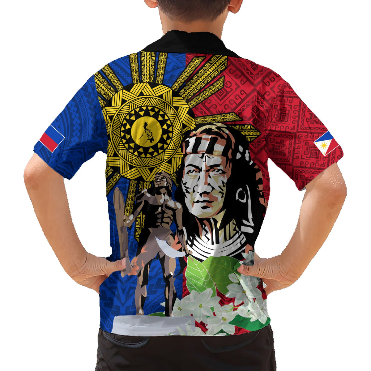 Philippinen Lapu-Lapu Hawaiihemd Filipino Sun Tattoo mit Yakan Muster LT03