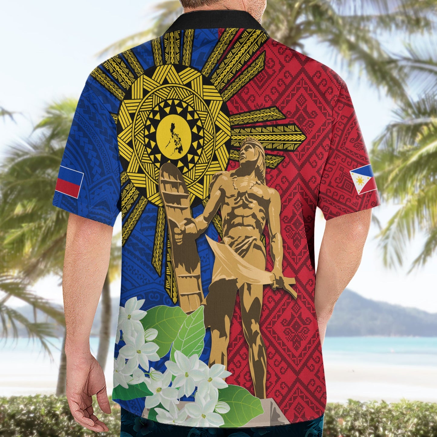 Philippinen Lapu Lapu König Jasmin Blumen Hawaiihemd Filipino Sun Tattoo LT03