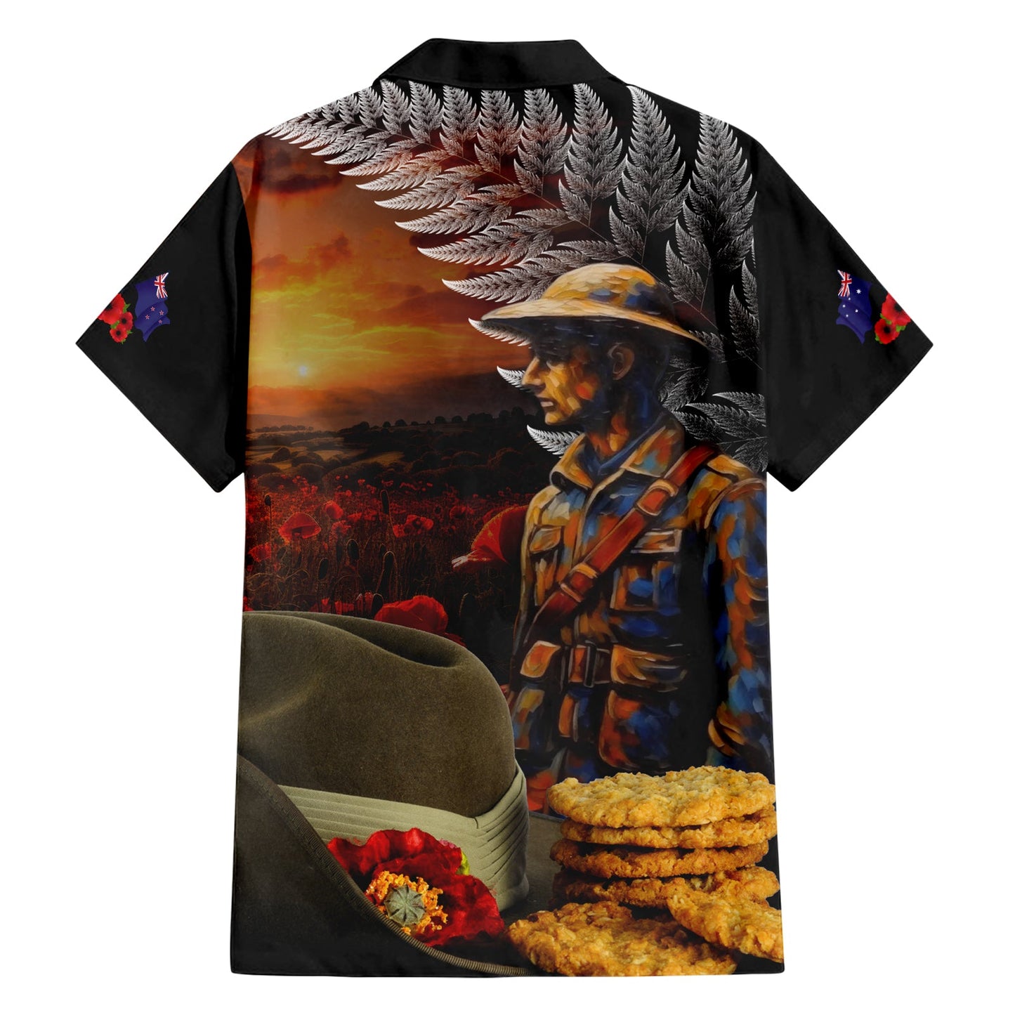 Schlapphut und Kekse ANZAC Hawaiihemd mit Soldier Silver Fern LT03