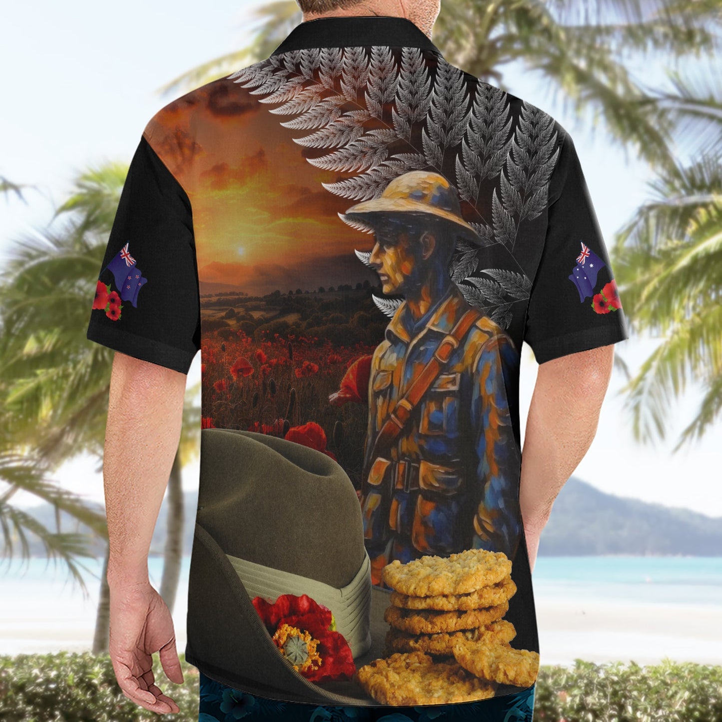 Schlapphut und Kekse ANZAC Hawaiihemd mit Soldier Silver Fern LT03