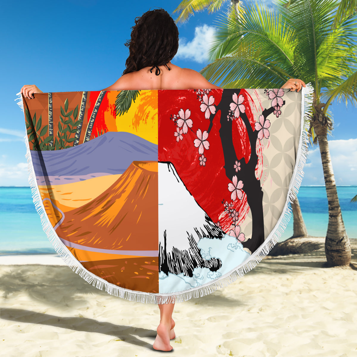 Polynesische Frauentag-Stranddecke Plumeria Passion - Lila LT7