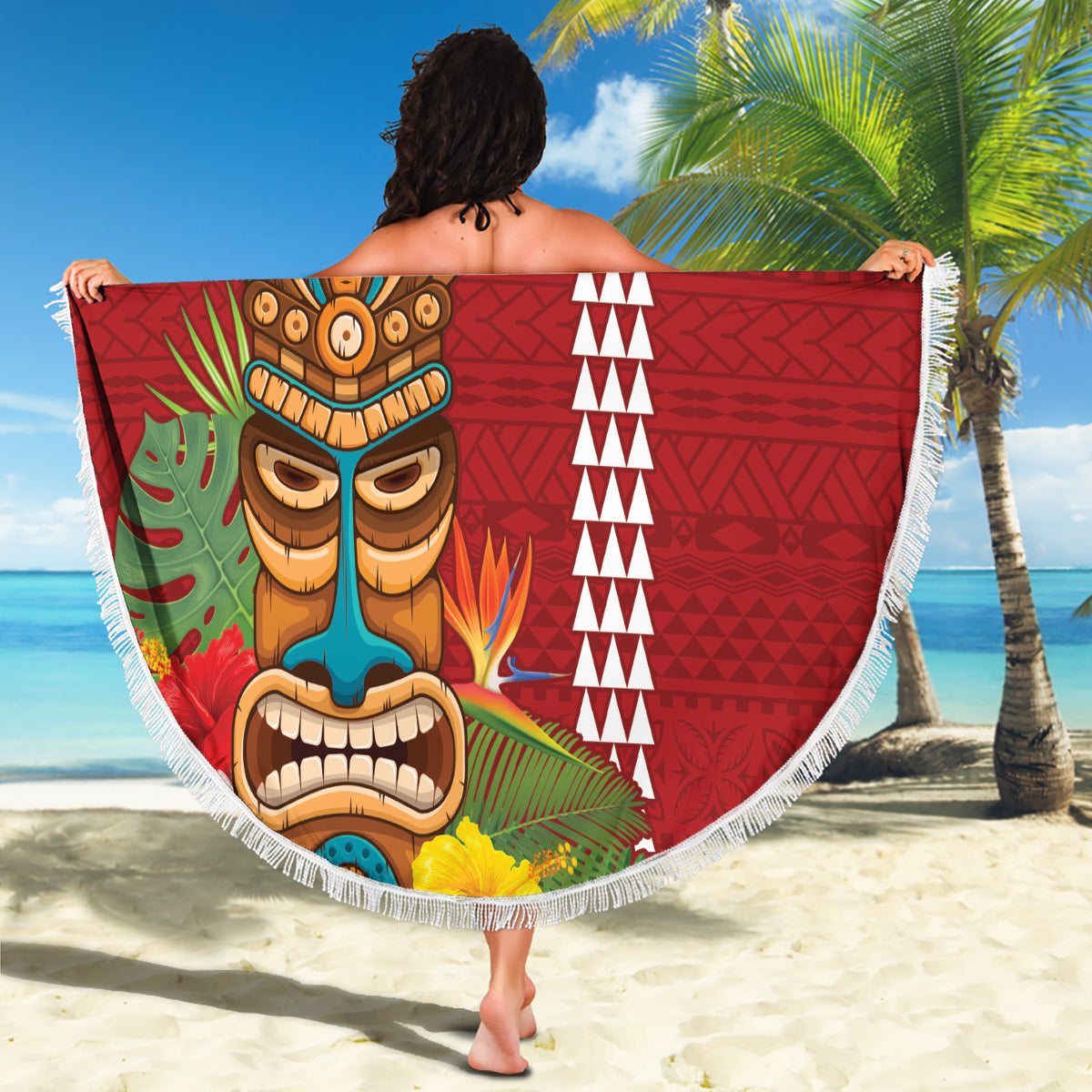 Benutzerdefinierte Tonga Rugby Stranddecke Ikale Tahi Ngatu Tribal Muster LT03