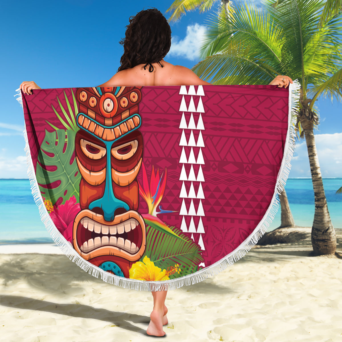Benutzerdefinierte Tonga Rugby Stranddecke Ikale Tahi Ngatu Tribal Muster Halbstil LT03