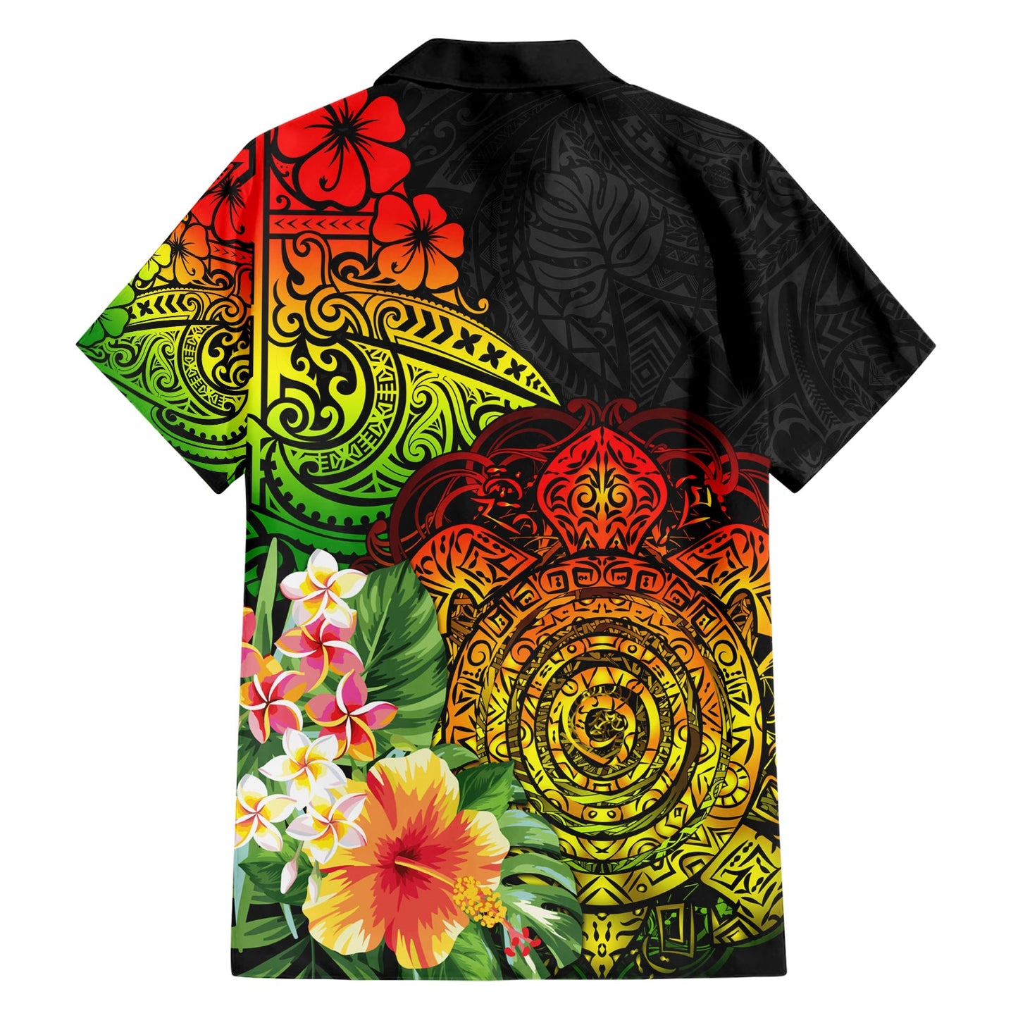Polynesien Victory Day Hawaiihemd Tribal Schildkröte und Hibiskus LT03