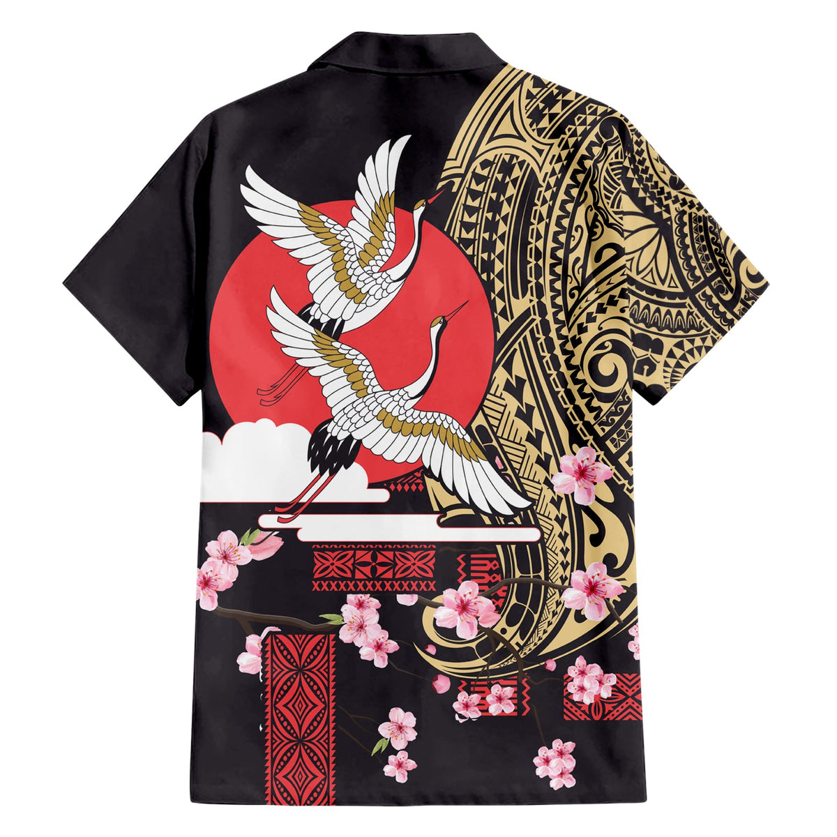 Japanische Kultur und Hawaiianisches Stammes-Hawaii-Hemd Sakura Blossom Tapa Muster LT03