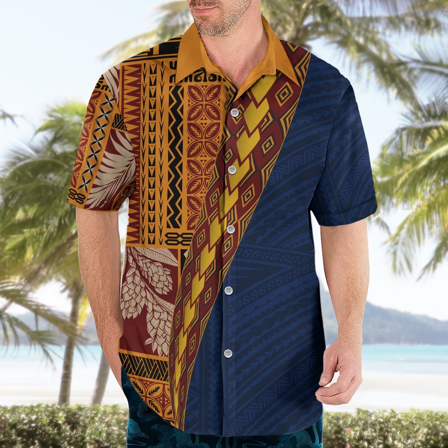Samoa Siapo Motiv Halbstil Hawaiihemd Bunte Version LT03