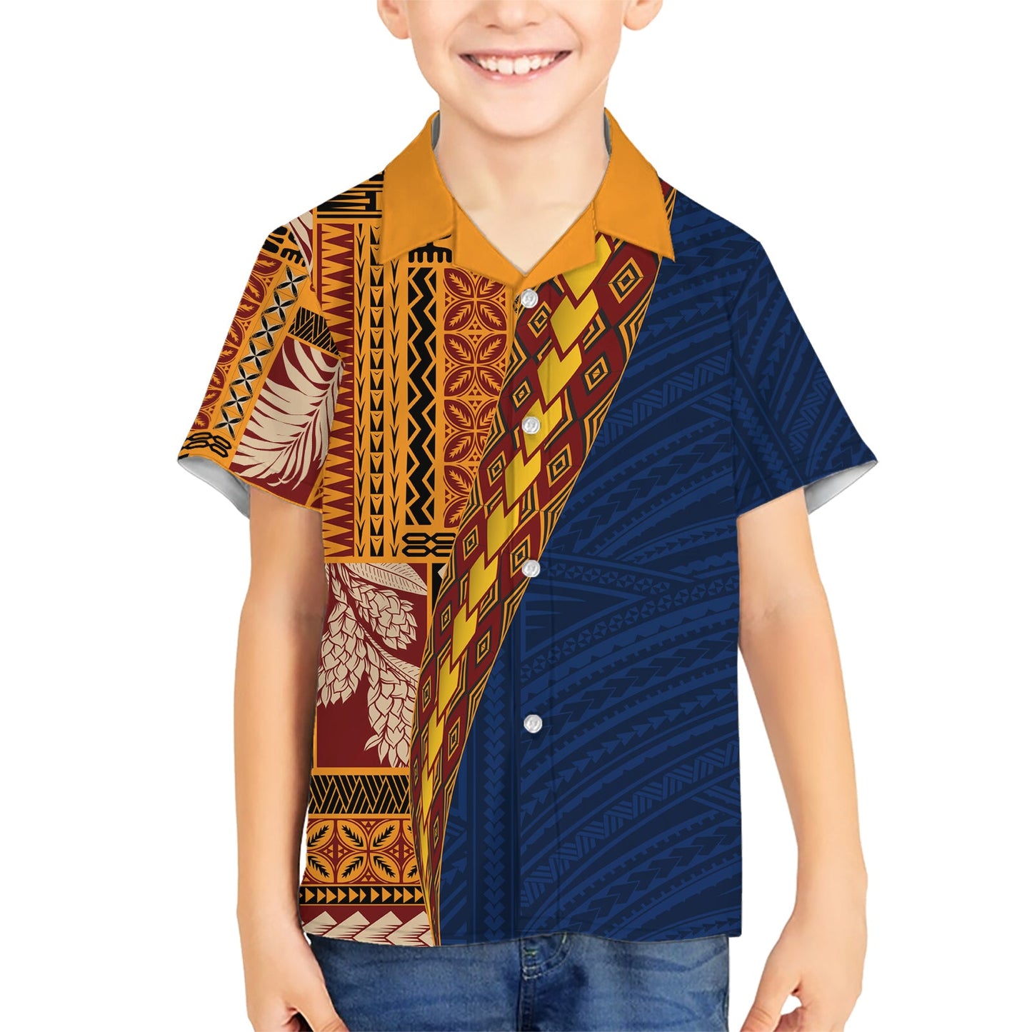 Samoa Siapo Motiv Halbstil Hawaiihemd Bunte Version LT03