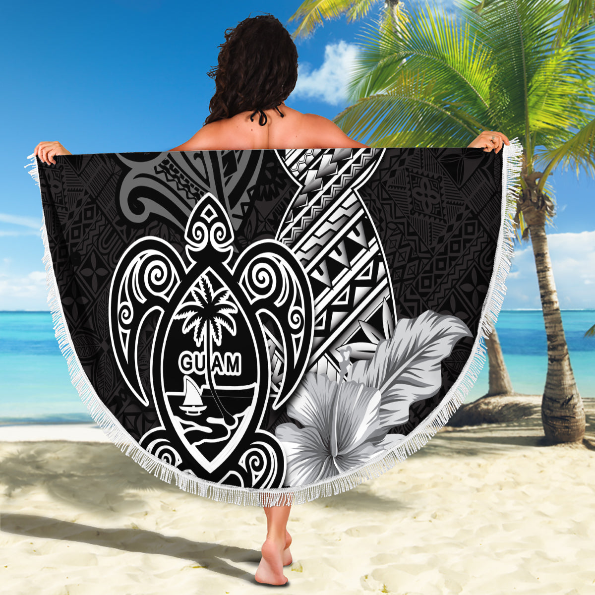 Vanuatu Kokosnuss Krabbe Stranddecke Ni-Van tropische Blätter mit Sand Zeichnung Kunst LT14