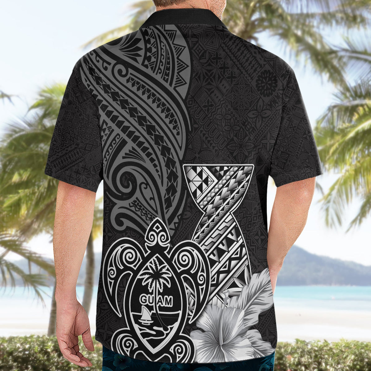 Guam Latte Stone Chamorro Kultur Hawaiihemd Tapa Muster LT03
