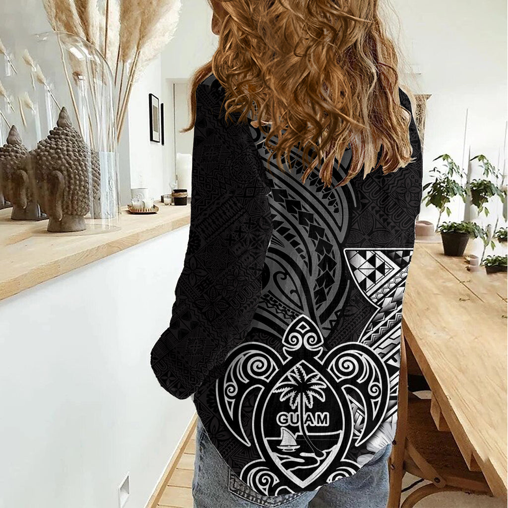 Guam Latte Stone Chamorro Kultur Damen Freizeithemd Tapa Muster LT03