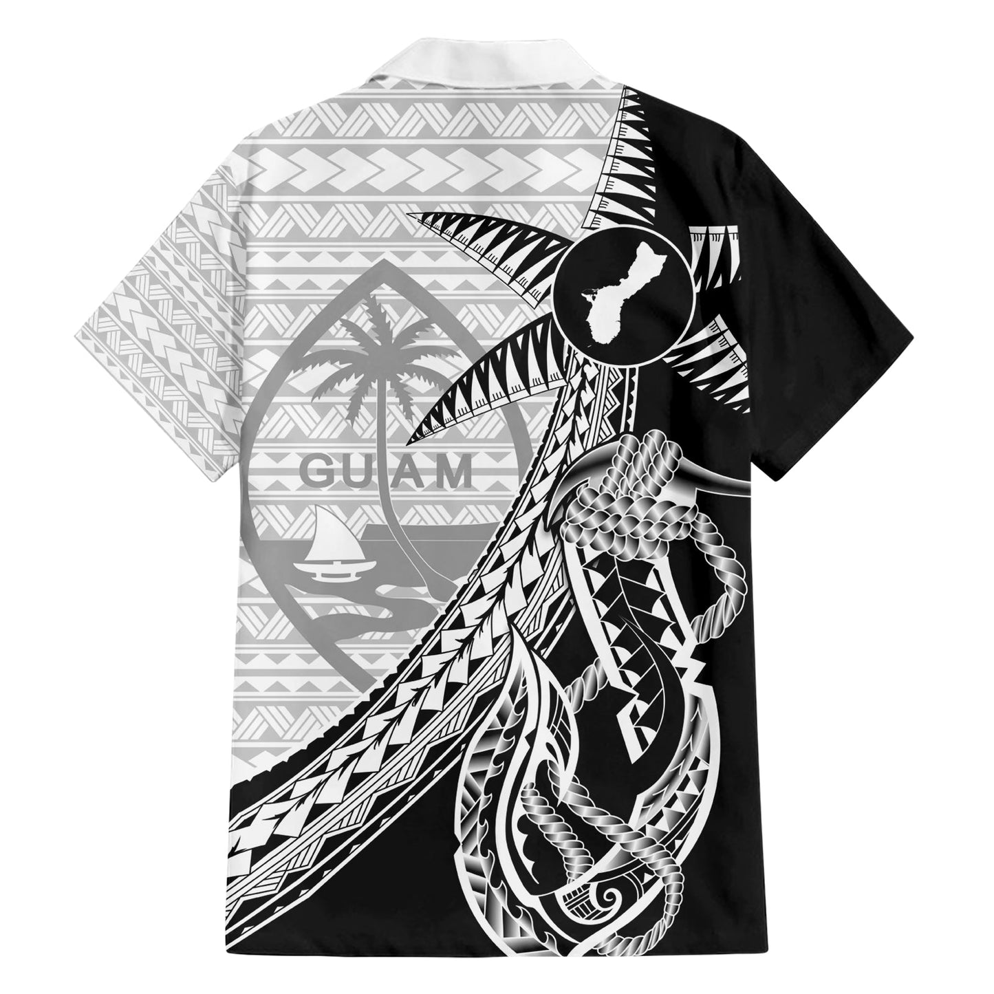 Guam Angelhaken und Palme Hawaiihemd Polynesisches Muster Halbstil LT03