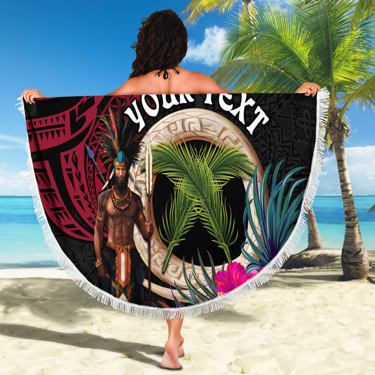 Tonga Emanzipationstag Stranddecke Tonga Kupesi Ngatu Muster Vintage Stil LT05