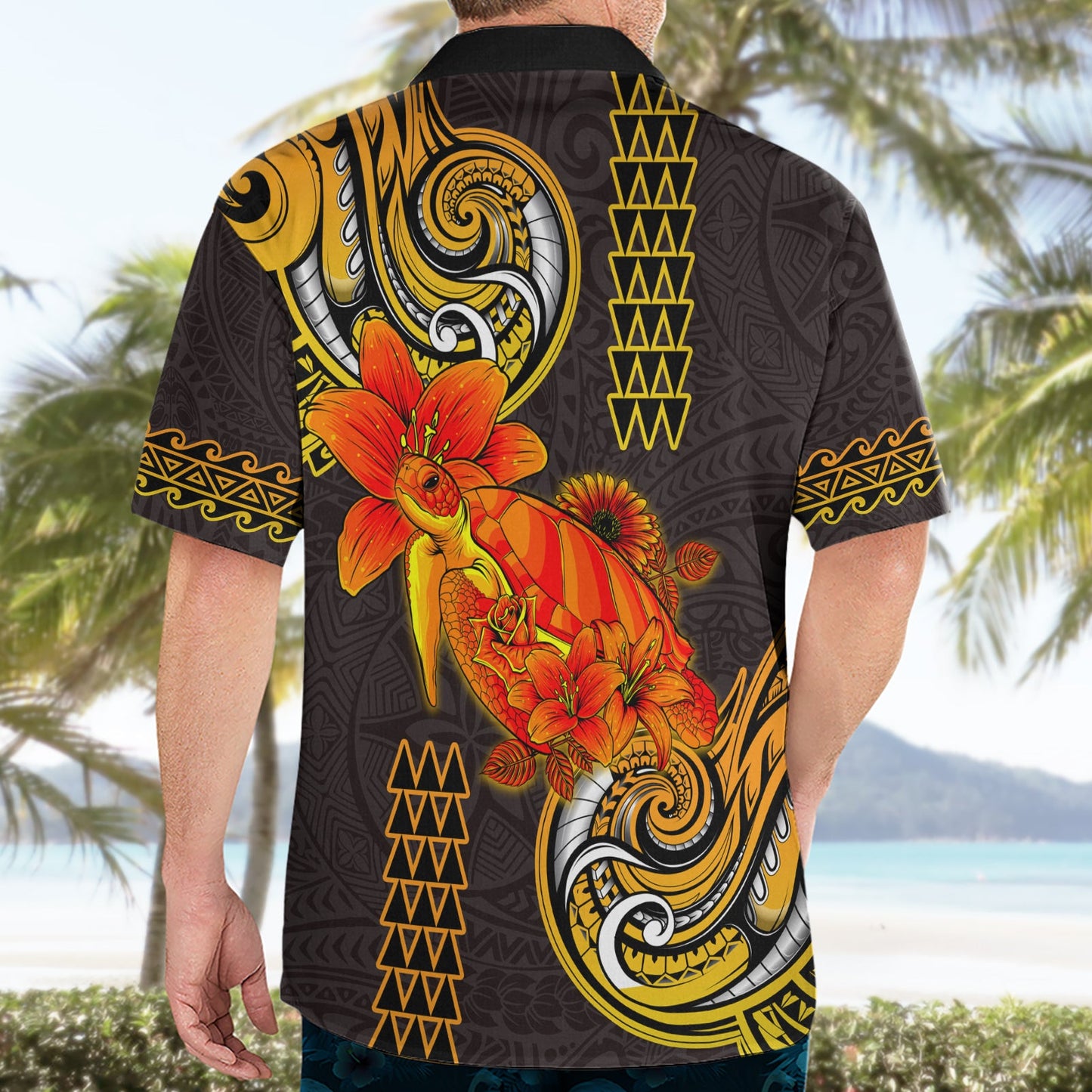 Hawaii Schildkröte Hibiskus Blume Hawaiihemd Polynesian Tattoo LT03