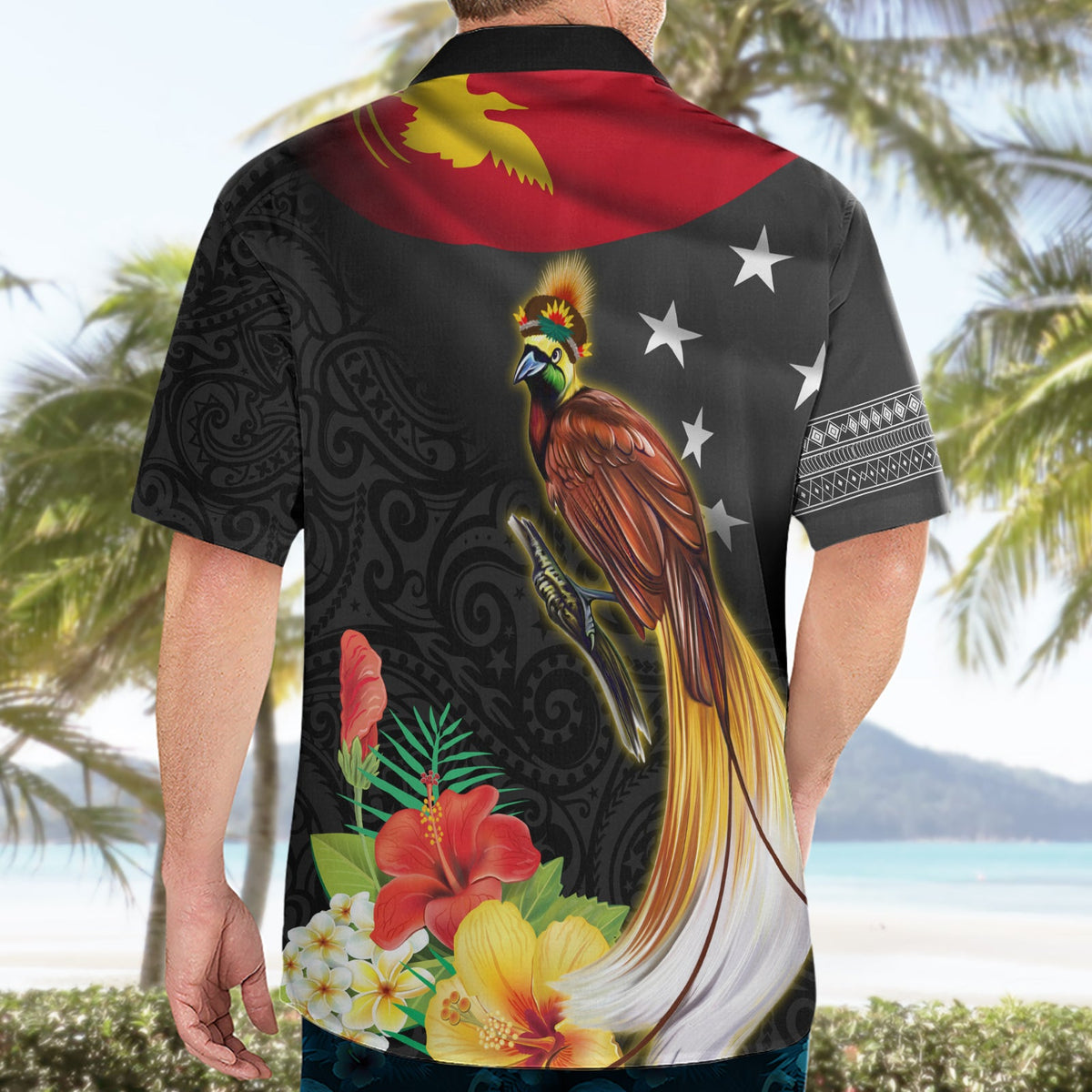 Papua-Neuguinea Unabhängigkeitstag Hawaiihemd PNG Flagge und Paradiesvogel LT03