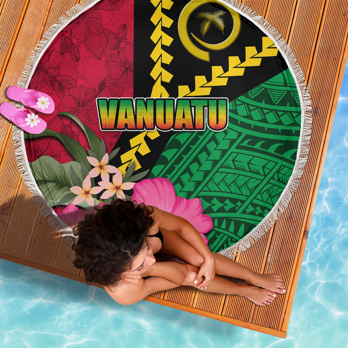 Neuseeland Tuatara Tribal Tattoo Stranddecke Silber Farn und Maori Muster Schwarz Farbe LT03