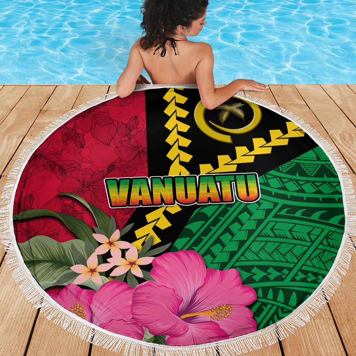Neuseeland Tuatara Tribal Tattoo Stranddecke Silber Farn und Maori Muster Schwarz Farbe LT03