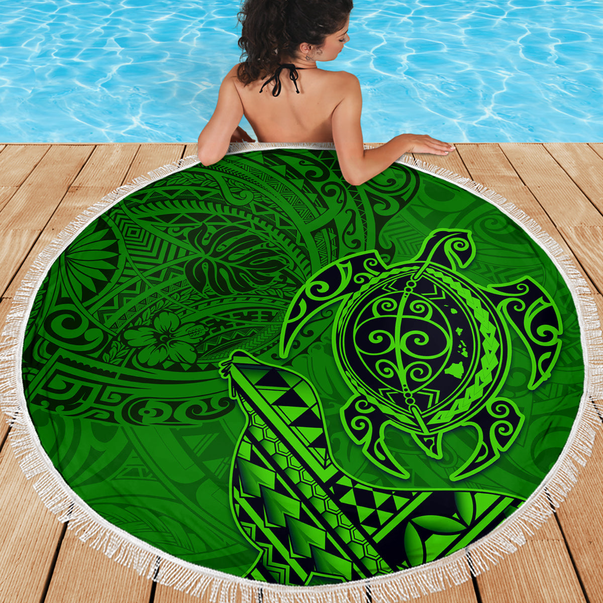 Neuseeländische Krake Tattoo und Farn Stranddecke Maori Muster Matariki Stil LT03