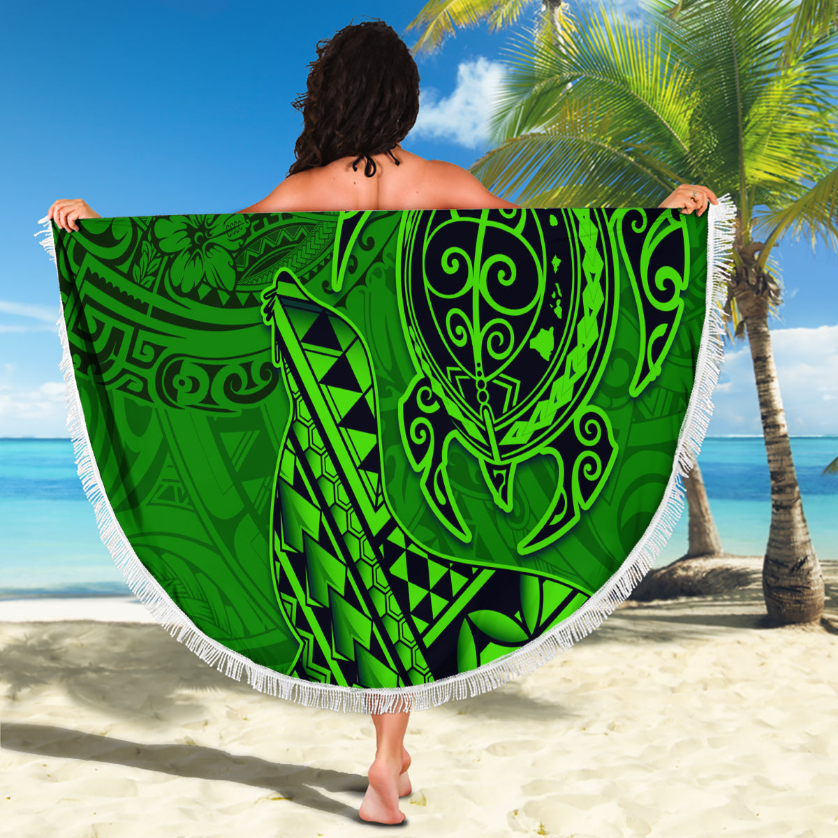 Neuseeländische Krake Tattoo und Farn Stranddecke Maori Muster Matariki Stil LT03