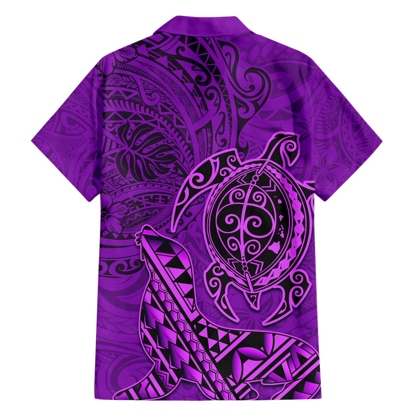 Hawaii Mönchsrobbe und Delfin Hawaiihemd Polynesisches Kakau Muster Lila LT03