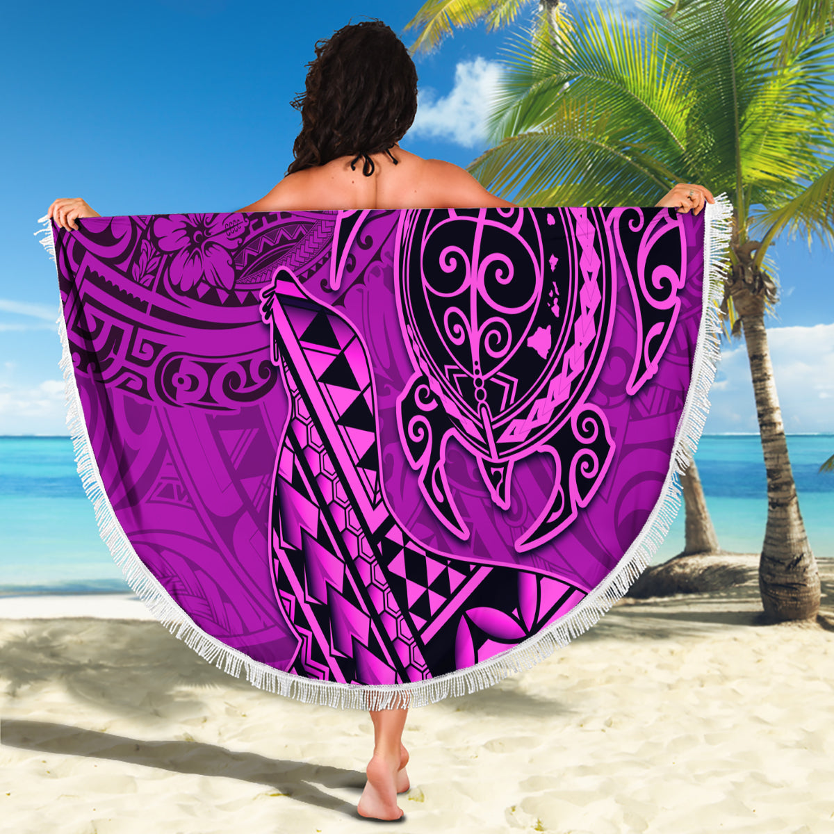Stranddecke „Happy Father's Day“ mit Aufschrift „I Love You Dad“, polynesischer Stil, LT05