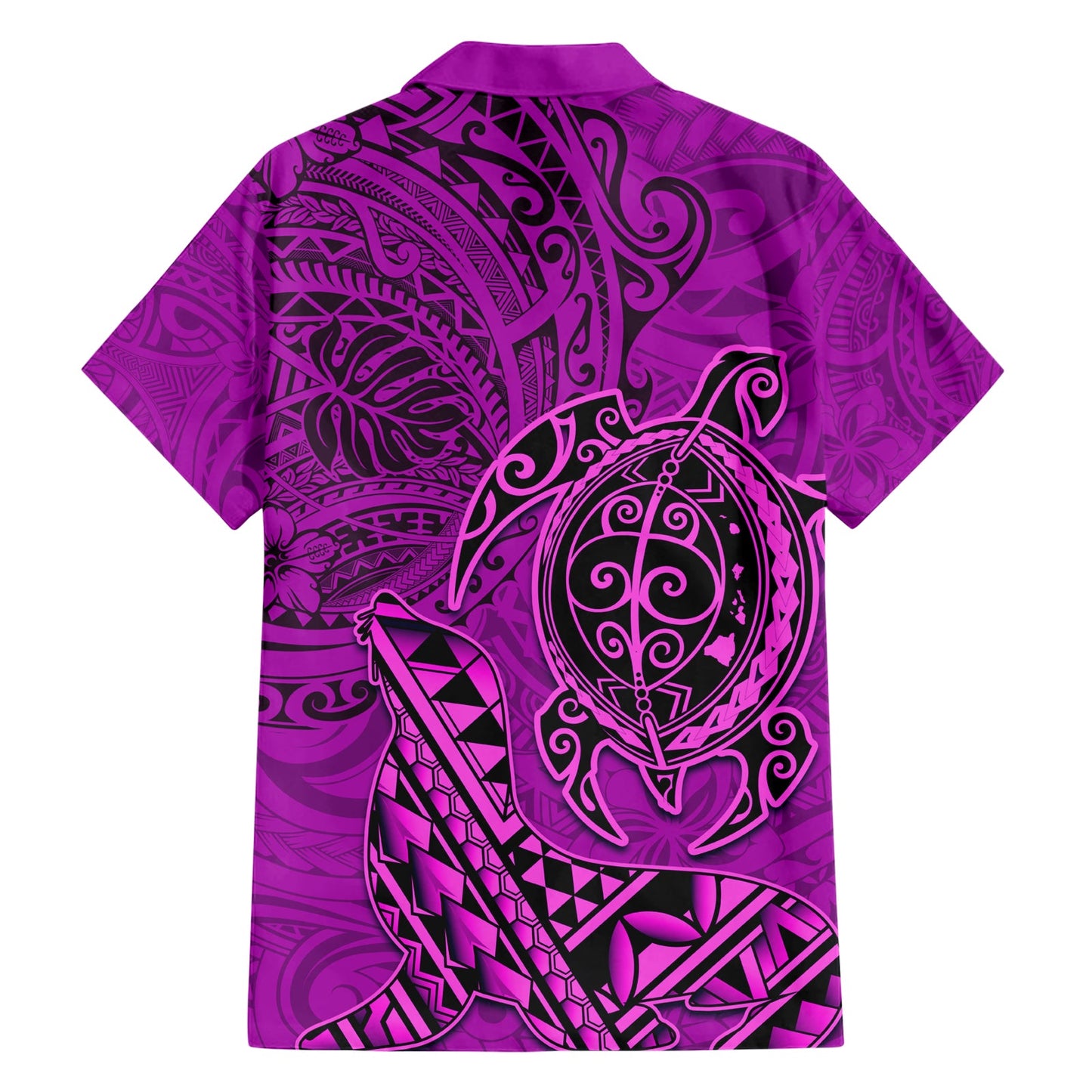 Hawaii Mönchsrobbe und Delfin Hawaiihemd Polynesisches Kakau Muster Rosa LT03