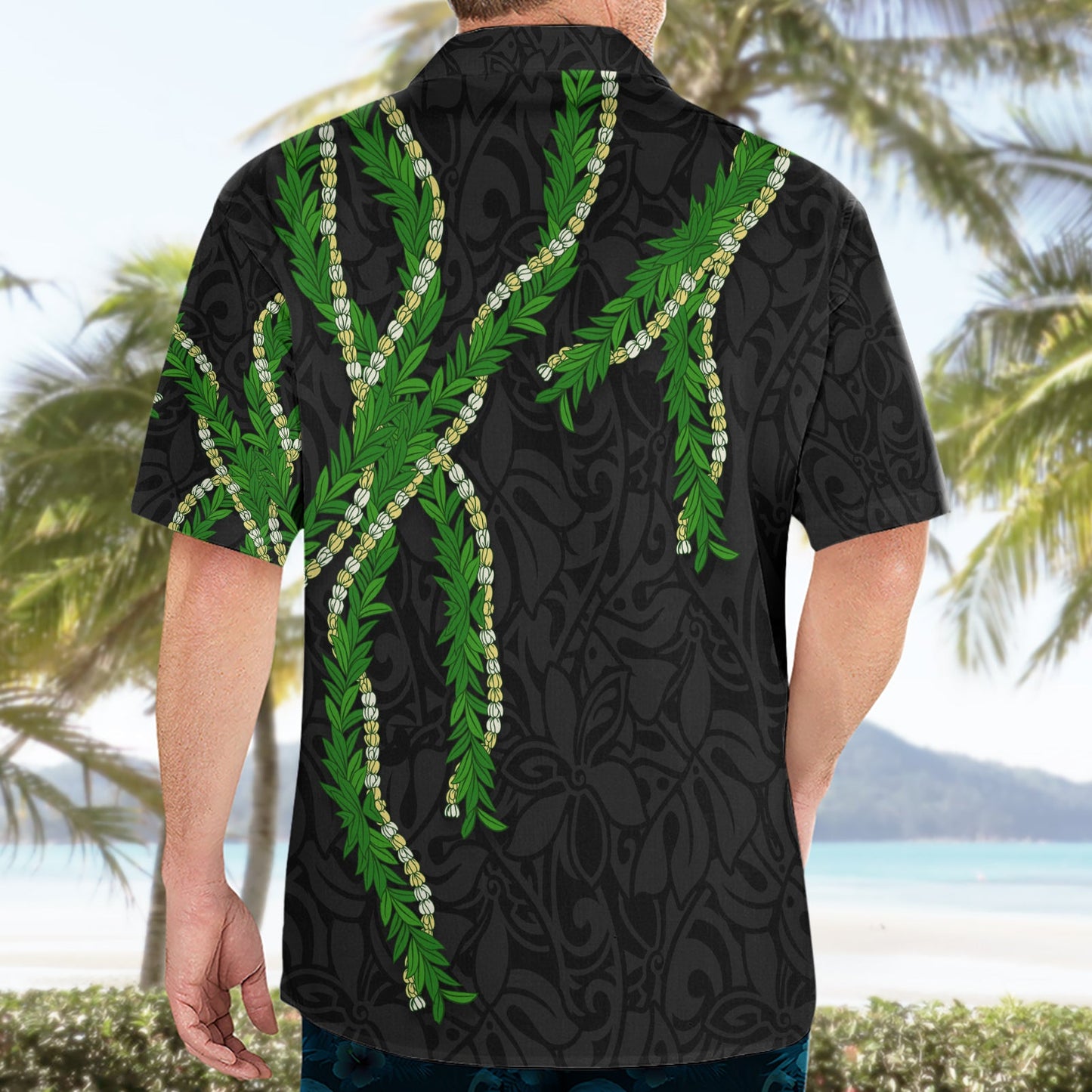 Hawaii Maile Lei Hawaiihemd Aloha Schwarz Farbe LT03