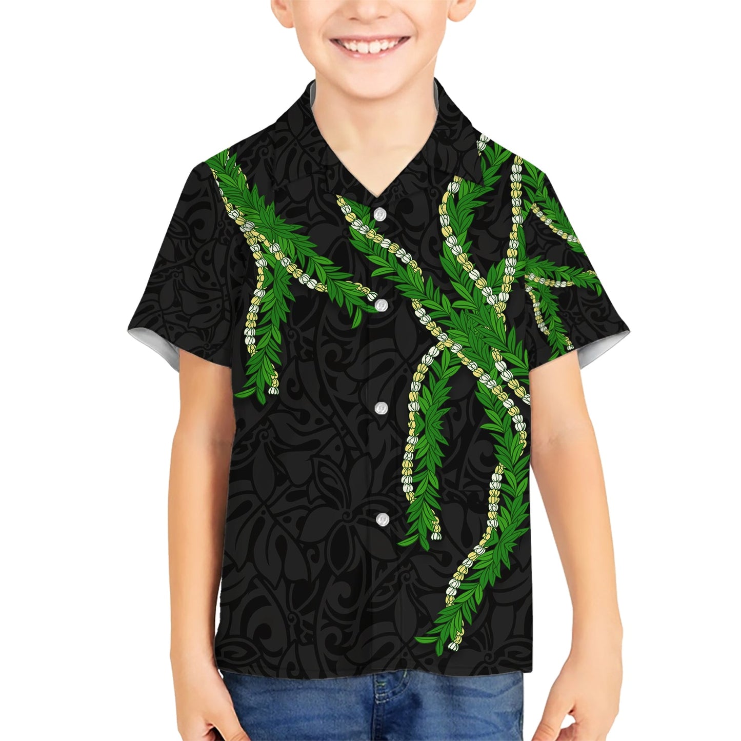 Hawaii Maile Lei Hawaiihemd Aloha Schwarz Farbe LT03