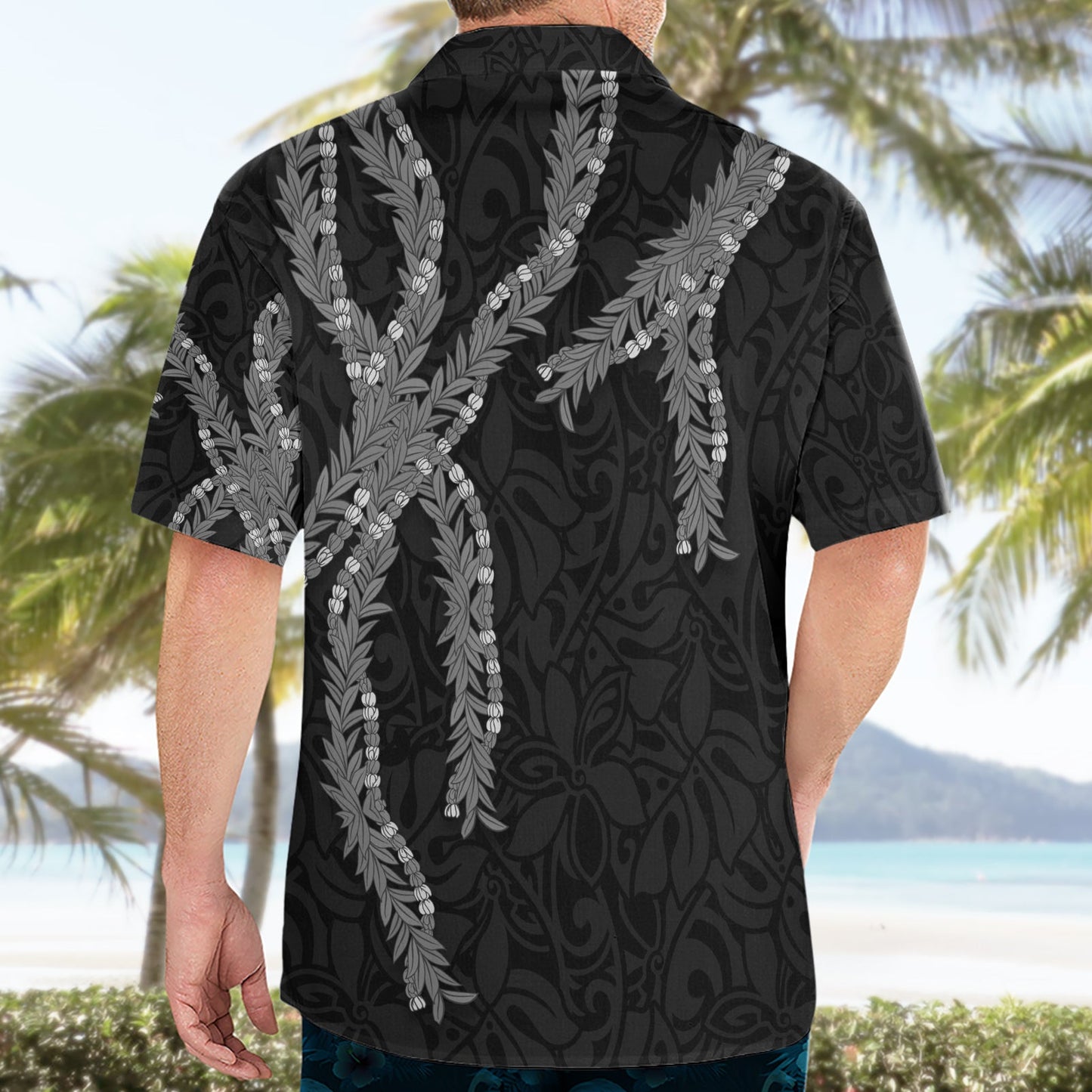 Hawaii Maile Lei Hawaiihemd Aloha Graustufen Farbe LT03