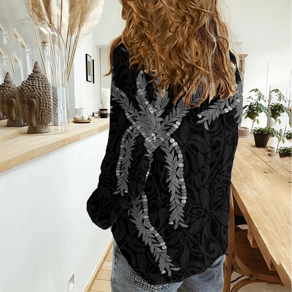 Hawaii Maile Lei Damen Freizeithemd Aloha Graustufen Farbe LT03