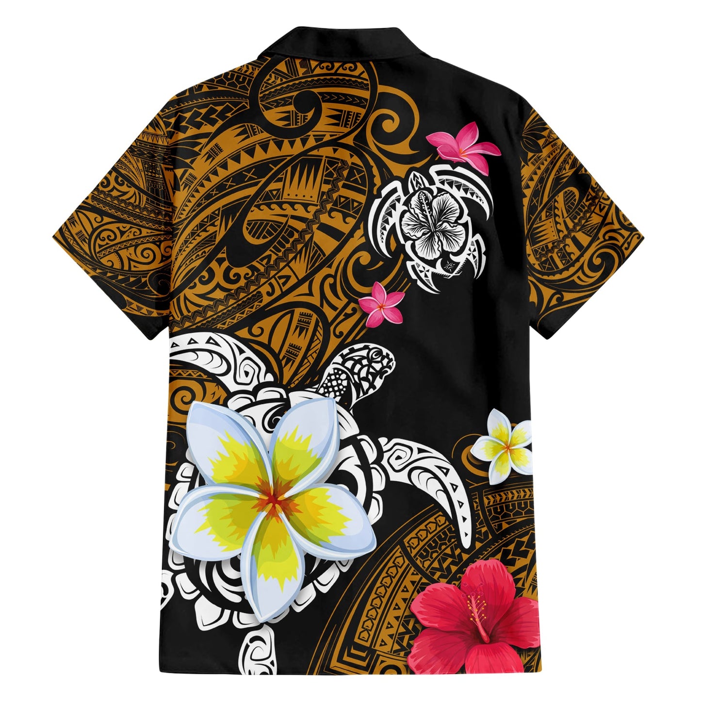 Hawaii-Schildkröte und tropische Blume Hawaii-Hemd Polynesisches Muster LT03