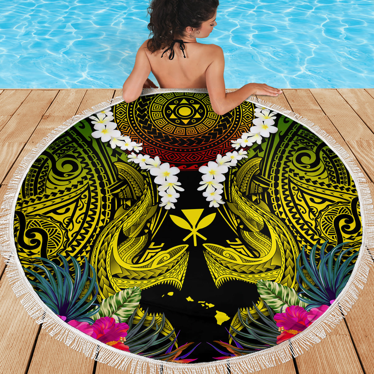 Braune afrikanische Dashiki mit fidschianischem Tapa-Muster Stranddecke LT14