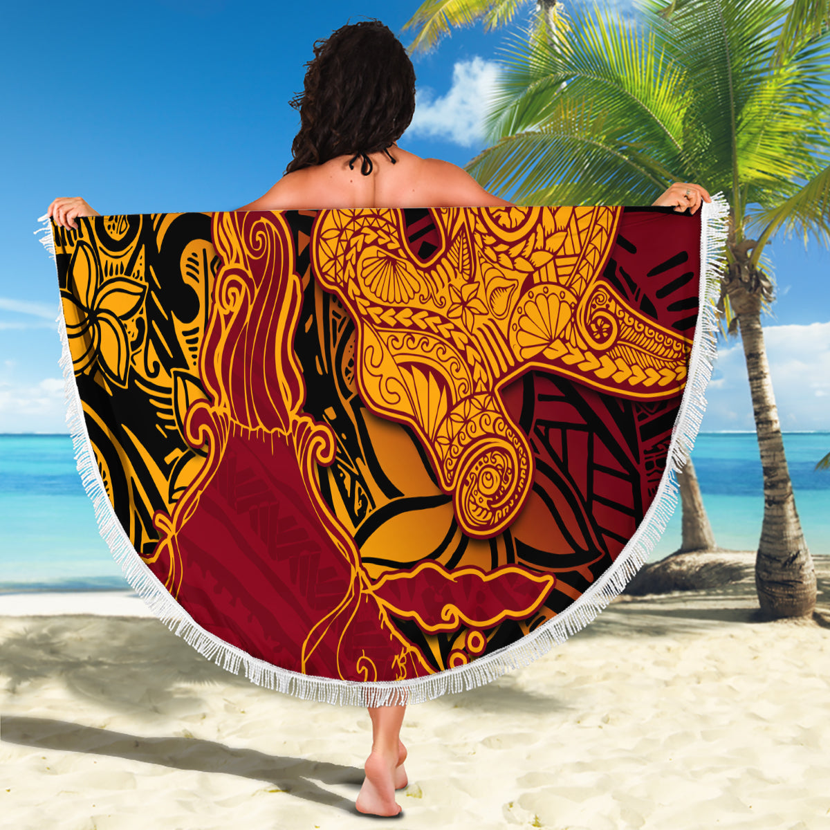 Philippinen Lapu-Lapu Stranddecke xxl Filipino Sun Tattoo mit Yakan Muster LT03