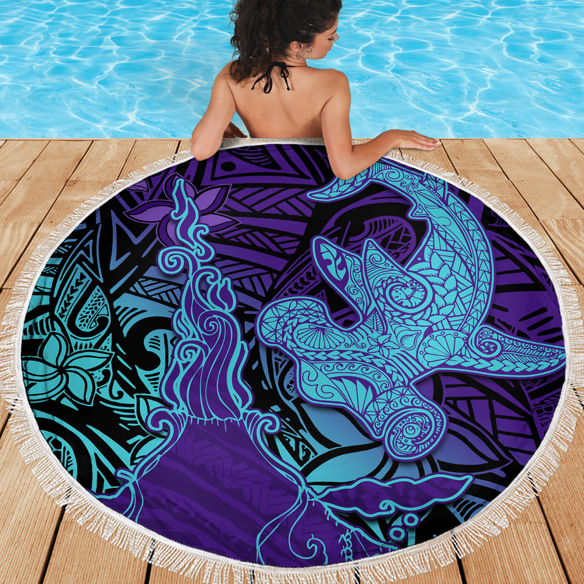Philippinen Sonne Batok Tattoo Stranddecke xxl Polynesisches und Yakan Muster LT03