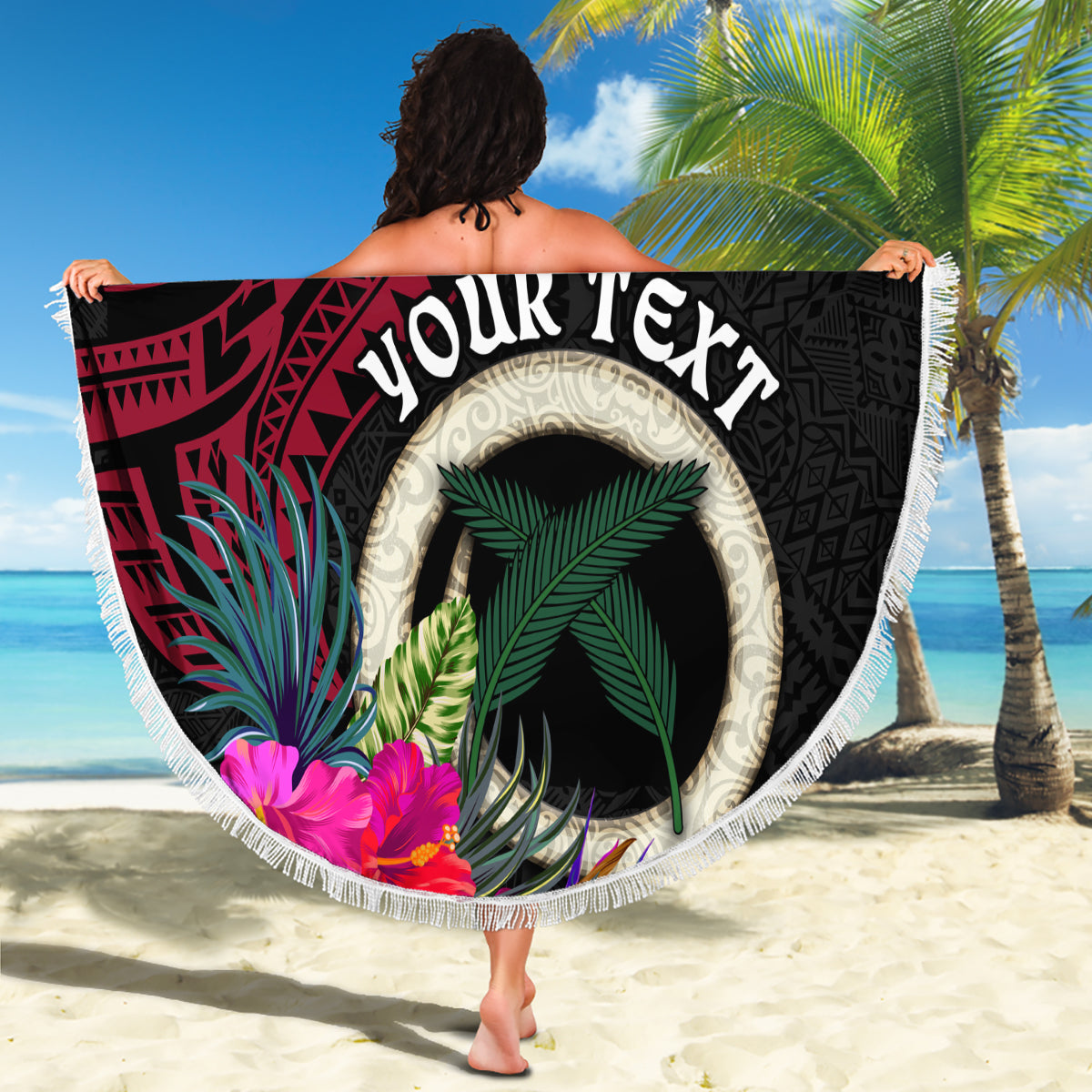 Neuseeland ANZAC Day Stranddecke Soldat Silberfarn mit roten Mohnblumen Maori Stil LT03