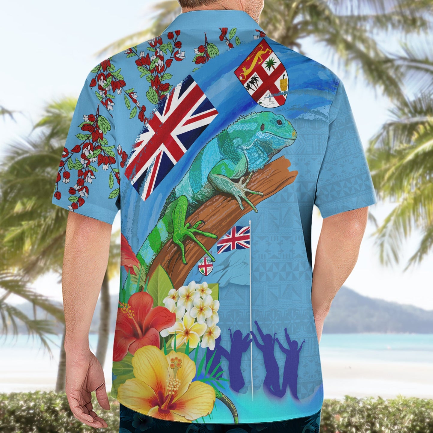 Fiji Day Hawaiihemd mit Tagimoucia-Blumen- und Melanesien-Muster LT03