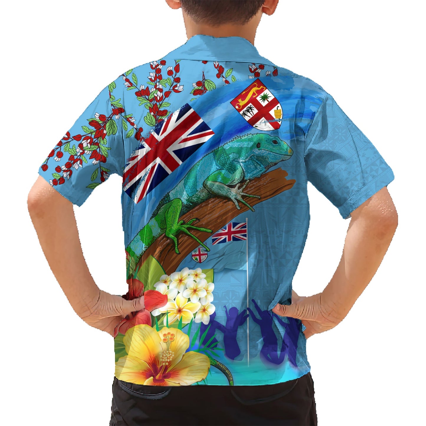 Fiji Day Hawaiihemd mit Tagimoucia-Blumen- und Melanesien-Muster LT03