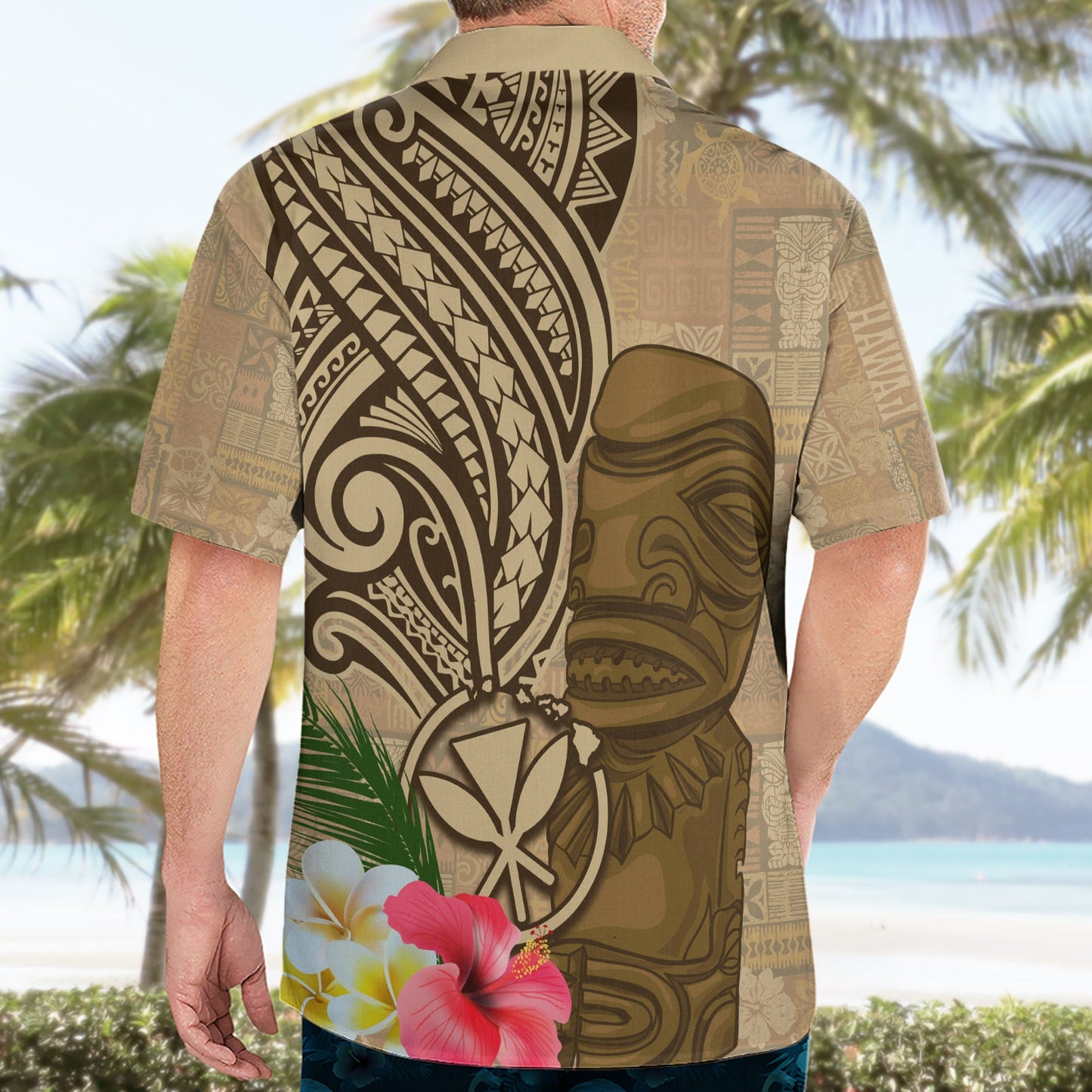 Hawaii Kanaloa Tiki Hawaiihemd Polynesisches Tattoo und Tapa Muster LT03
