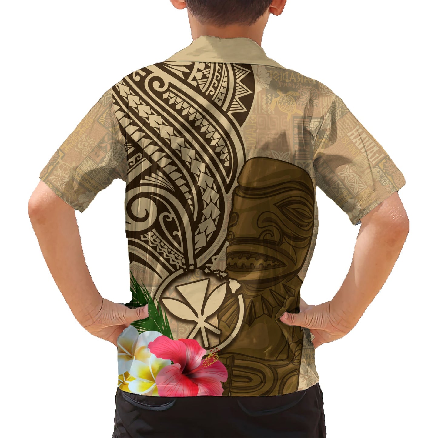 Hawaii Kanaloa Tiki Hawaiihemd Polynesisches Tattoo und Tapa Muster LT03