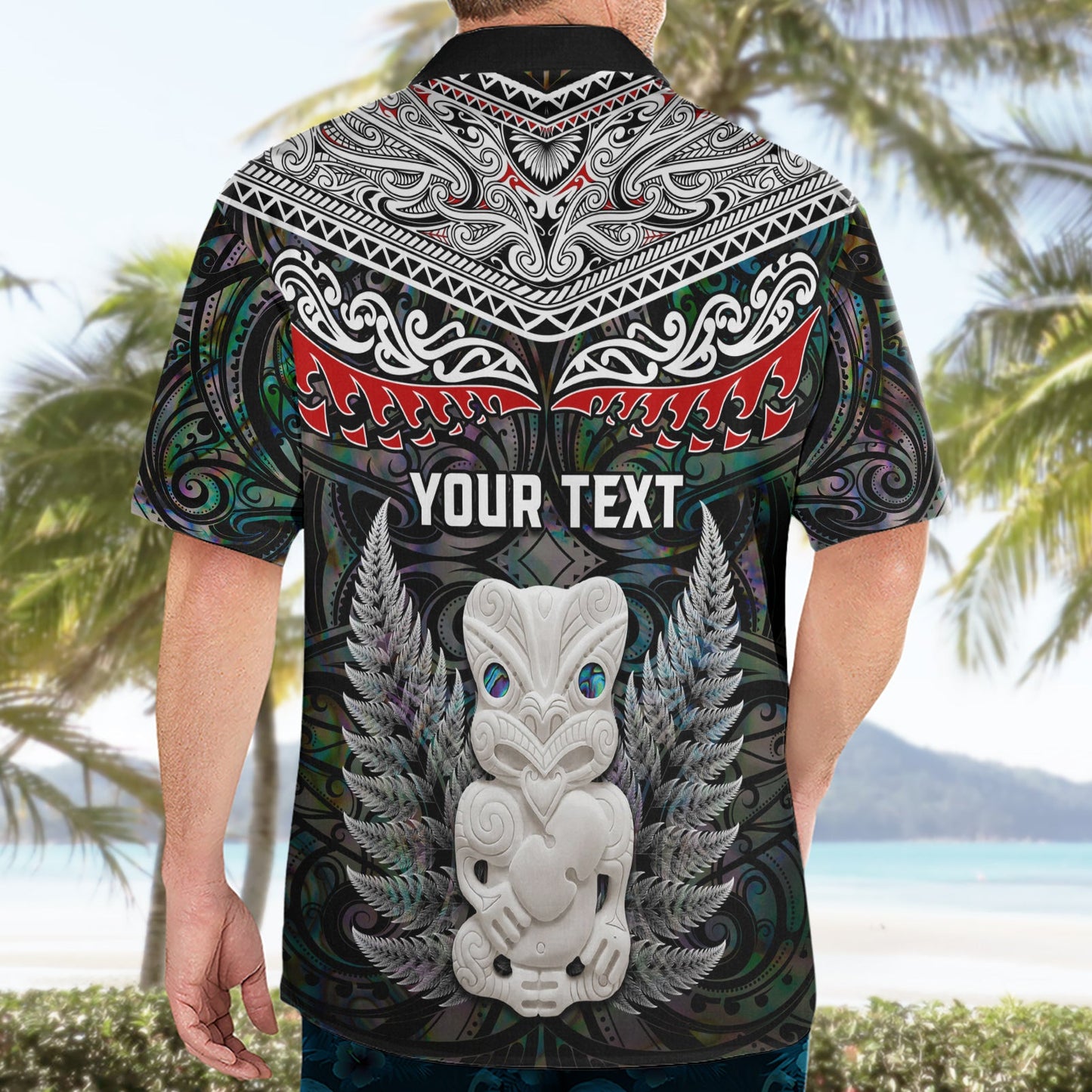 Neuseeland Hei Tiki Hawaiihemd Maori Grün Papua Muschelmuster LT03