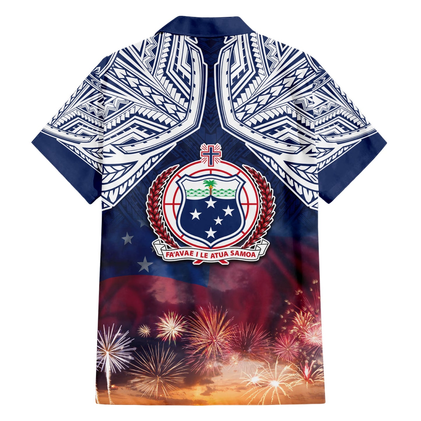 Samoa Unabhängigkeitstag Hawaiihemd Himmel Feuerwerk mit Flagge Stil LT03