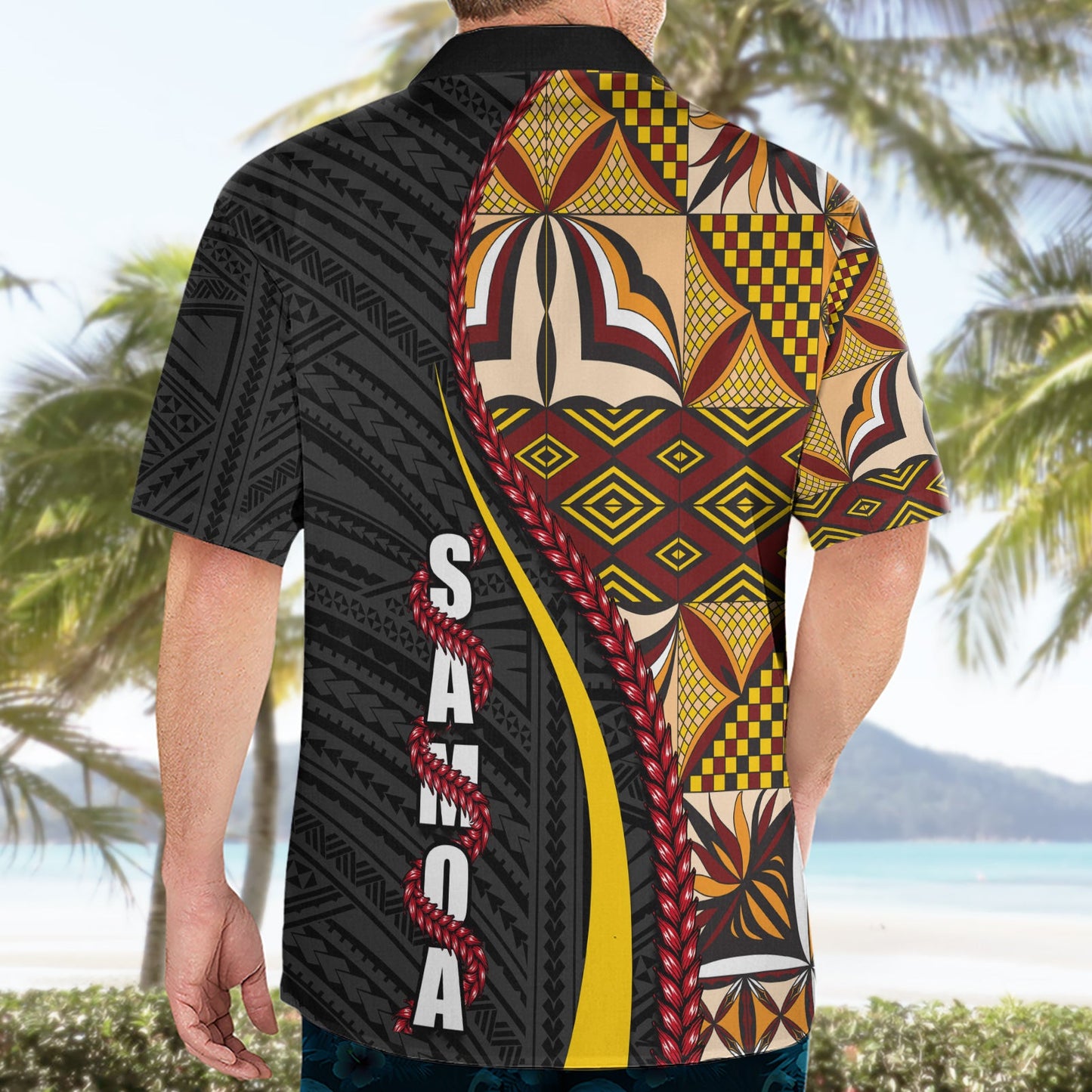 Samoa Siapo Ula Fala Hawaiihemd Polynesisches Stammesmuster LT03